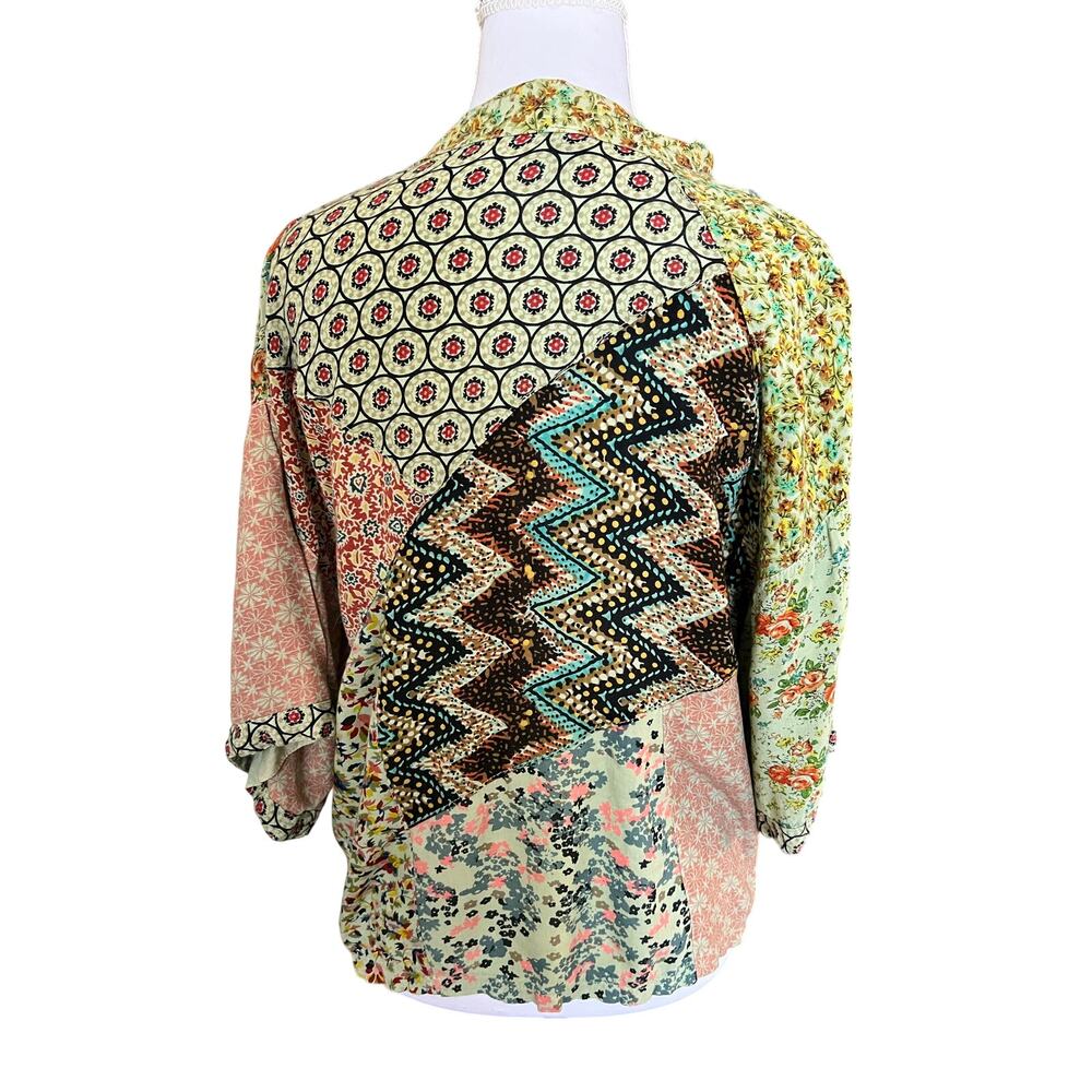 Sacred Threads Patchwork Boho Button Up Blouse To… - image 3